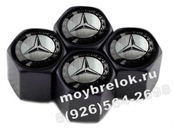 Колпачки на ниппель Мерседес колос, (шестигр. черн) комплект 4шт CAP.Mercedes.HexB.wing - фото 21859