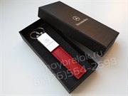 Брелок Мерседес для ключей кожаный красный - фото 13818