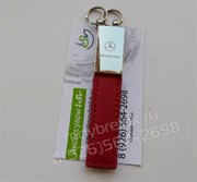 Брелок Мерседес для ключей кожаный красный - фото 13819