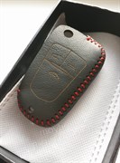 Чехол на выкидной ключ Шевроле кожаный 3 кнопки, черный - фото 16609