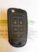Чехол на выкидной ключ Шевроле кожаный 4 кнопки, черный - фото 16615