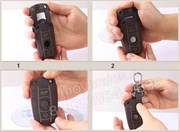 Чехол на выкидной ключ Шевроле кожаный 5 кнопок, черный - фото 16620
