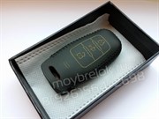 Чехол для смарт ключа Грэйт Волл кожаный 3 кнопки, черный - фото 16657