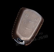 Чехол для смарт ключа Кадиллак (5 кноп) мягкая натуральная кожа, черный - фото 16964