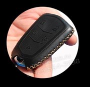 Чехол для смарт ключа Кадиллак (5 кноп) мягкая натуральная кожа, черный - фото 16965
