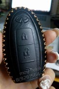 Чехол для смарт ключа Инфинити (3 кноп) мягкая натуральная кожа, черный - фото 16973