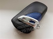 Кожаный выкидной чехол БМВ M performance кожа наппа, синий - фото 17072