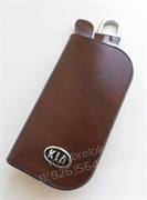 Ключница Киа коричневая на молнии - фото 17297