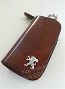Ключница Пежо коричневая на молнии - фото 17416