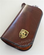 Ключница Порше коричневая на молнии - фото 17435