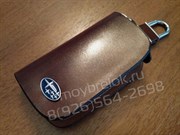Ключница Субару коричневая на молнии - фото 17508