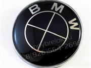 Эмблема БМВ черно-черная на капот / багажник - фото 18100