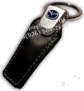 Брелок Мазда для ключей кожаный (q-type), выпуклая эмблема - фото 21528