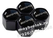 Колпачки на ниппель Мерседес AMG (шестигр. черн) комплект 4шт CAP.Mercedes.HexB.AMG