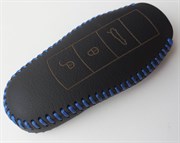 Чехол для смарт ключа Порше кожаный (рестайл), синий - фото 24192