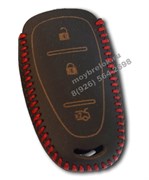 Чехол для смарт ключа Шевроле Cruze кожаный 3 кнопки, красный