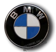 Наклейка БМВ сине-белая (78 мм) на капот / багажник