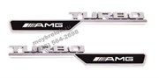 Эмблема Мерседес  Turbo AMG v2 крыло металл - фото 24920