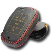 Чехол на выкидной ключ Шевроле кожаный 4 кнопки, красный