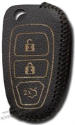 Чехол на выкидной ключ Форд Куга, кожаный 3 кнопки, черный